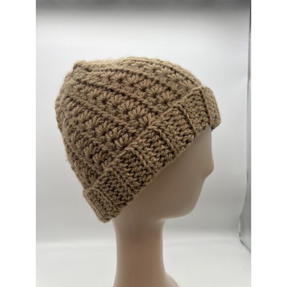 Chunky Knit Khaki Tan Beanie Hat Acrylic Winter Boho Skiing Outdoors X-Small - Picture 1 of 7